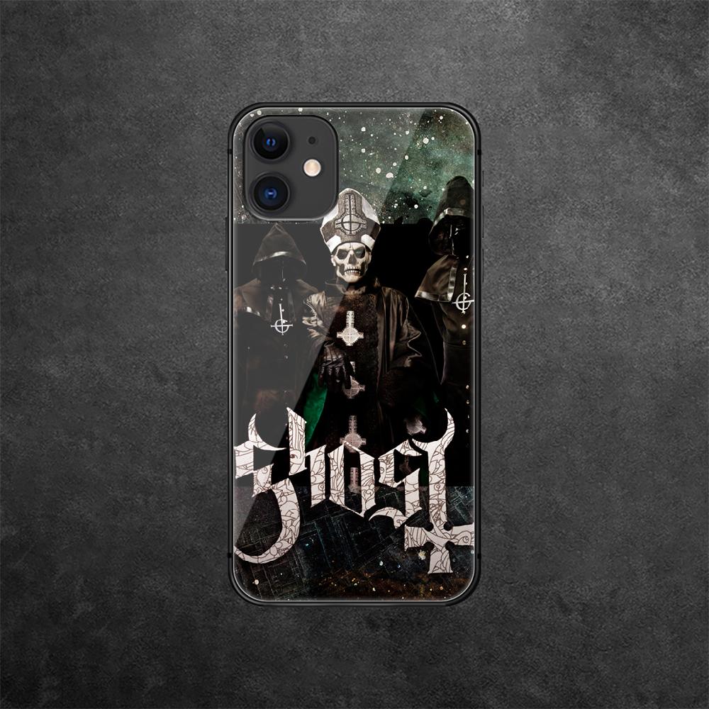 Ghost Rock Band Tempered Glass Phone Case For iPhone Samsung Galaxy Redmi Xiaomi Note S A 16 15 14 13 12 11 20 21 22 23 53 54 Pro Plus Ultra Tpu Cover