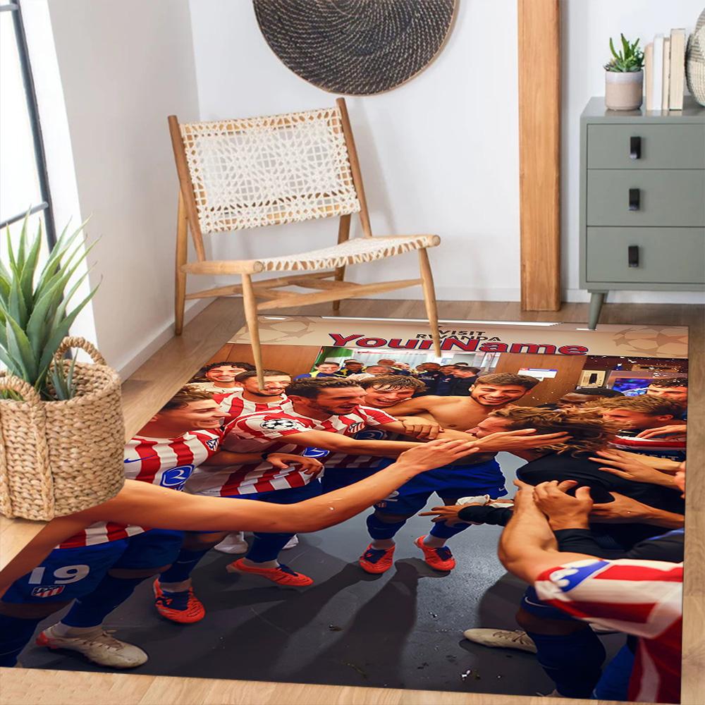Atletico Madrid Personalized Text Floor Rug Office Rug Suitable for Study room Outdoor Game Room Dining Room Antislip Carpet Decorate Offices