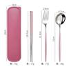 Stainless steel tableware, convenient student spoon, fork, chopstick three-piece set, travel storage set