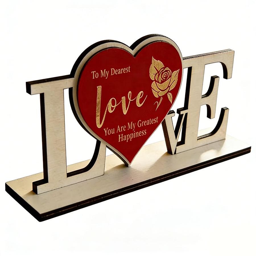 

Valentine s Day Gift Wooden Ornament Anniversary Commemoration Couple Gift Wooden Crafts Love Platform красный