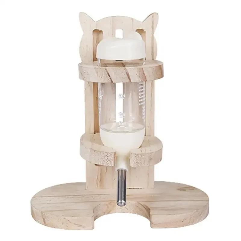 

Wooden Hamster Bird Water Drinker Bottle Stand Automatic Bottle Dispenser Holder Adjustable Cartoon Shape Stand for Rabbit