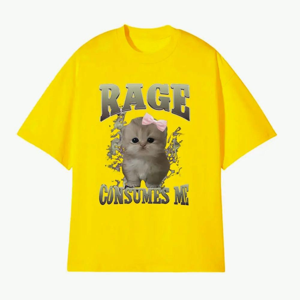 Rage Consumes Me Funny Gifts Cat Meme T Shirt Unisex Fashion Kawaii T-shirts Short Sleeve Casual T-shirts Fashion