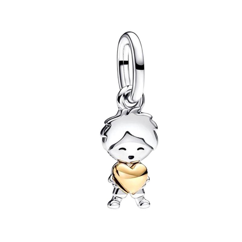 Cute Little Boy Little Girl Charm Beads Dangle Original Fit Copper Bracelet Necklace Beads For Diy Jewelry Women Gift