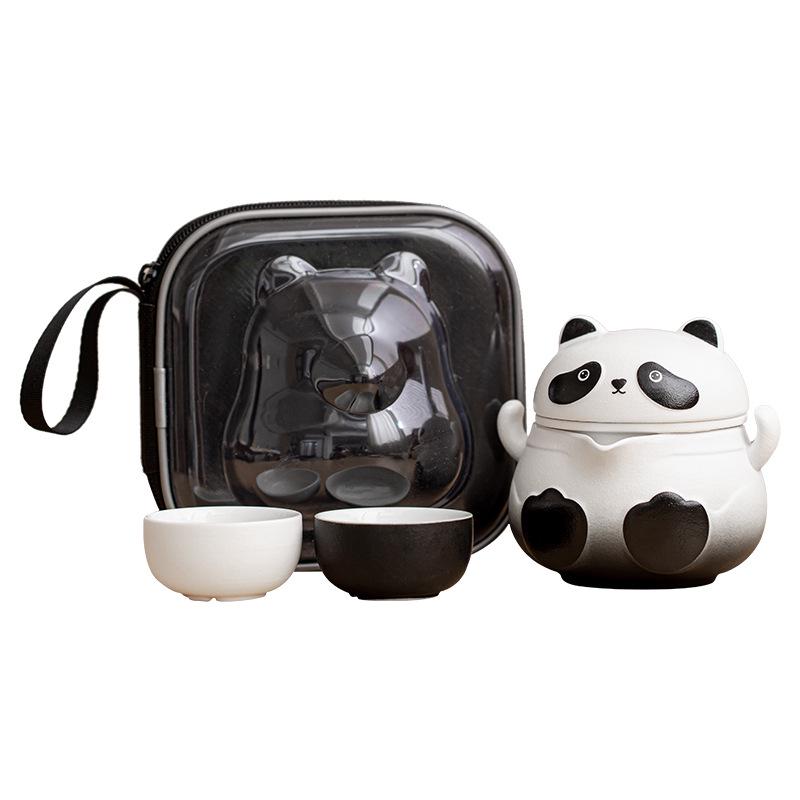 Panda Travel Tea Set: Portable Outdoor Teapot & Teacups for Camping - Elegant & Cute Design for Ladies