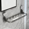 Practical Plastic Suction Cup Storage Rack Punch Free Wall Mounted Towel Bar with Hooks Space Saving Faucet Shelf for Home