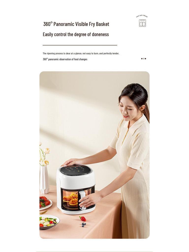 6L Glass Model Smart Air Fryer: Oil-Free Electric Fryer with Multifunctional Home Use