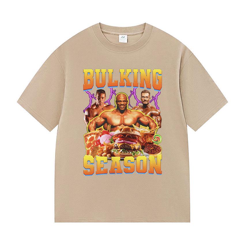 Bulking Season Kevin Levrone Funny Gym Meme T-Shirts Men fashion print Short Sleeve T-shirt Unisex summer Cotton Tees Streetwear