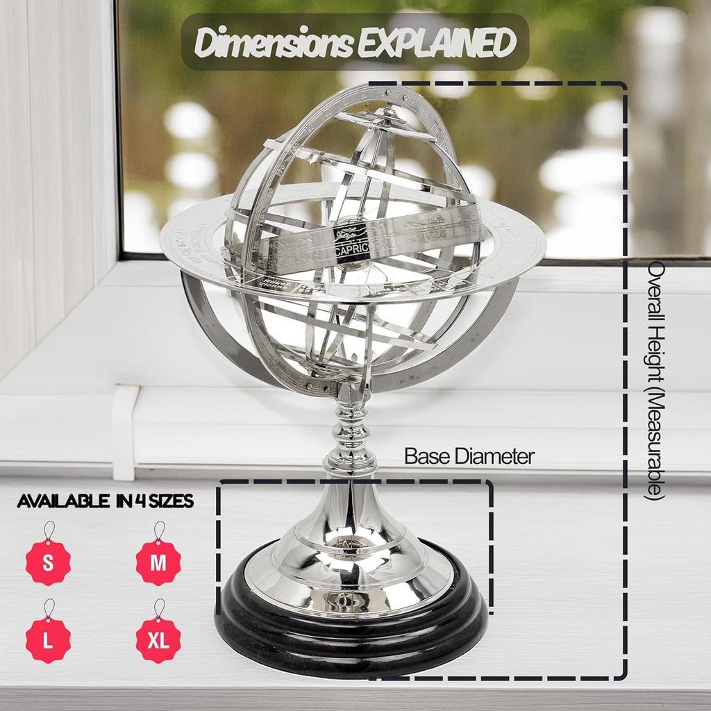 Wood Sphere Globe (floored Base - 4 Inch , Globe Size : 12 X 6 Inch, Brown)