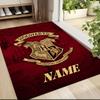 Custom Name Witchcraft Magic Hogwarts Crest Carpet Rug Customizable Soft Washable Anti-Slip Home Living Room Sofa Mats Personalized Rug. 090983