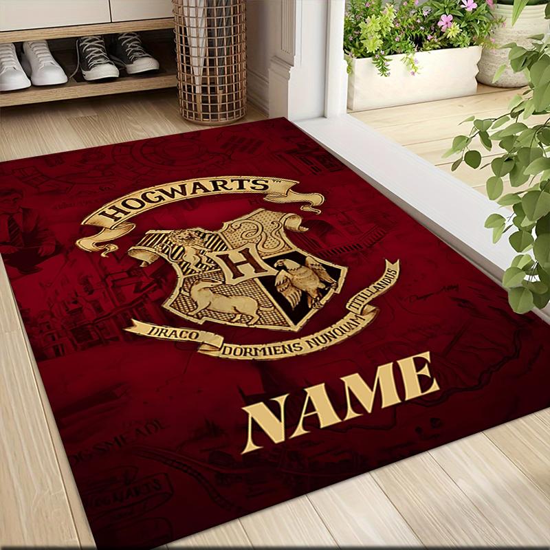 Custom Name Witchcraft Magic Hogwarts Crest Carpet Rug Customizable Soft Washable Anti-Slip Home Living Room Sofa Mats Personalized Rug. 090983