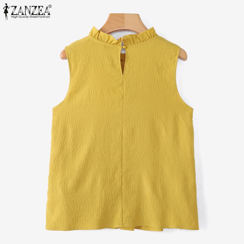 ZANZEA Women Summer Round Neck Sleeveless Casual Tank Tops
