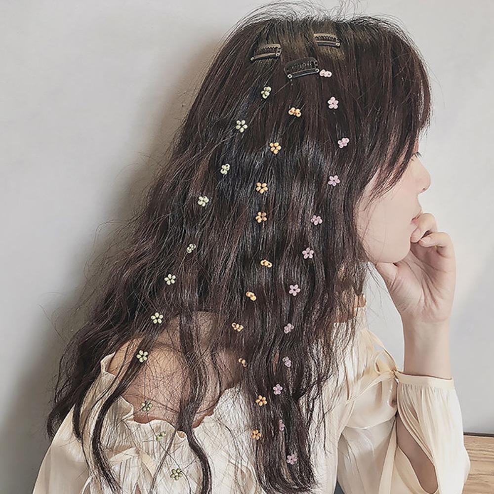 

Children Clip on Synthetic Tassel Flower Wig Long Chain Wig Colorful Hair Piece Invisible Hairpin синий