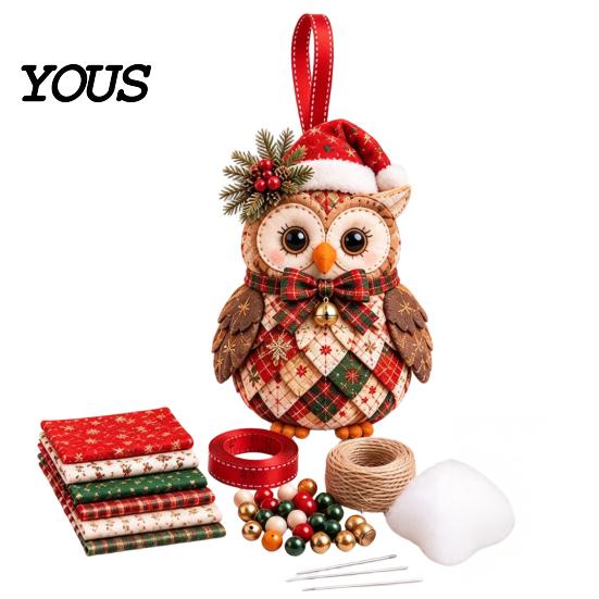 Handcrafted Holiday Display Items DIY Patchwork Ornament Kit for Christmas Decoration, Decorative Fabric Party Materials Craft Set with Traditional