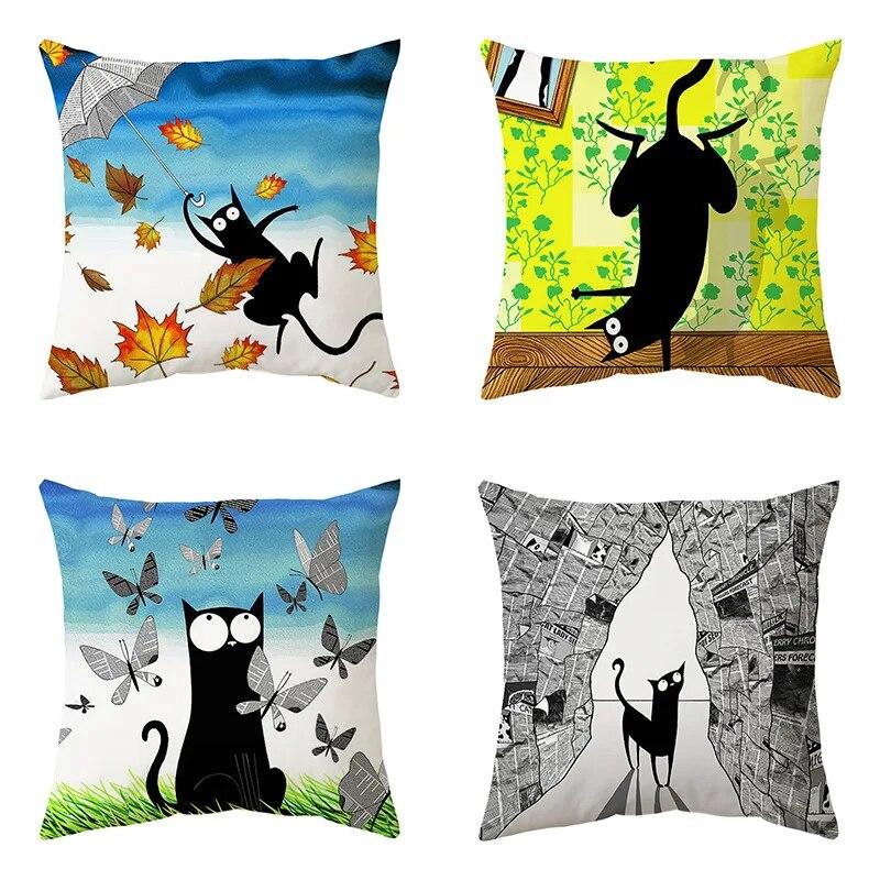 Sofa Chair Bed Living Room Decorative Pillowcase Fashion Cartoon Cute Cat Pillowcase
