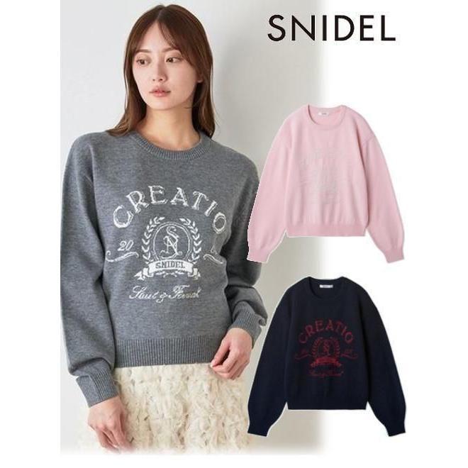 (Sale 60% OFF) snidel / Snidel Sustaina emblem logo knit pullover 25 fall/winter. SWNT255126