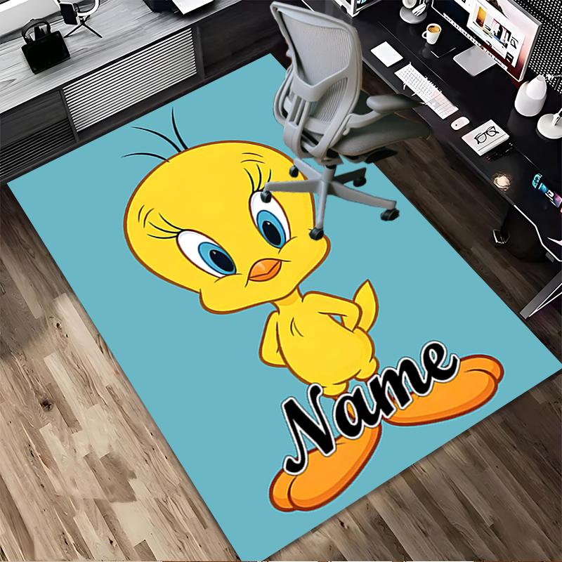 Custom Name Tweety Bird Living Room Non-Slip Area Rug Soft Carpet for Bedroom Kids Playroom Sofa Office Home Decor Doormat