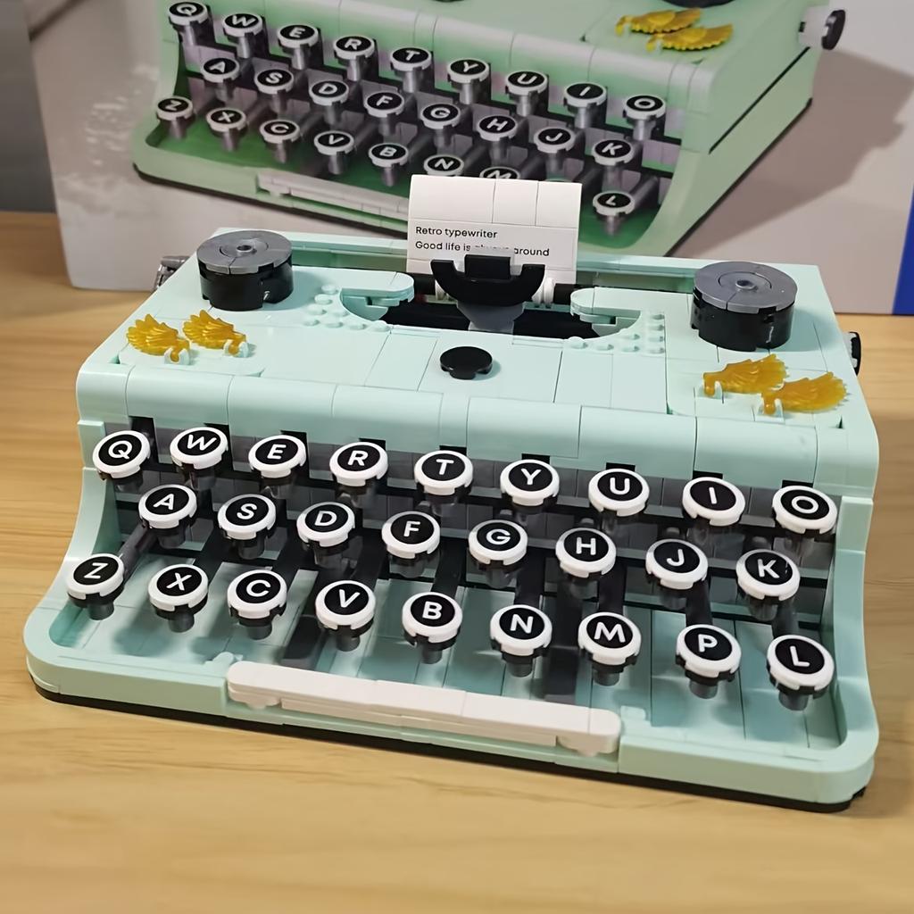Vintage Collectible Typewriter Building Block Model - Classic Printer Design Desktop Decoration And Home Study Ornament Christmas Valentine'S Day