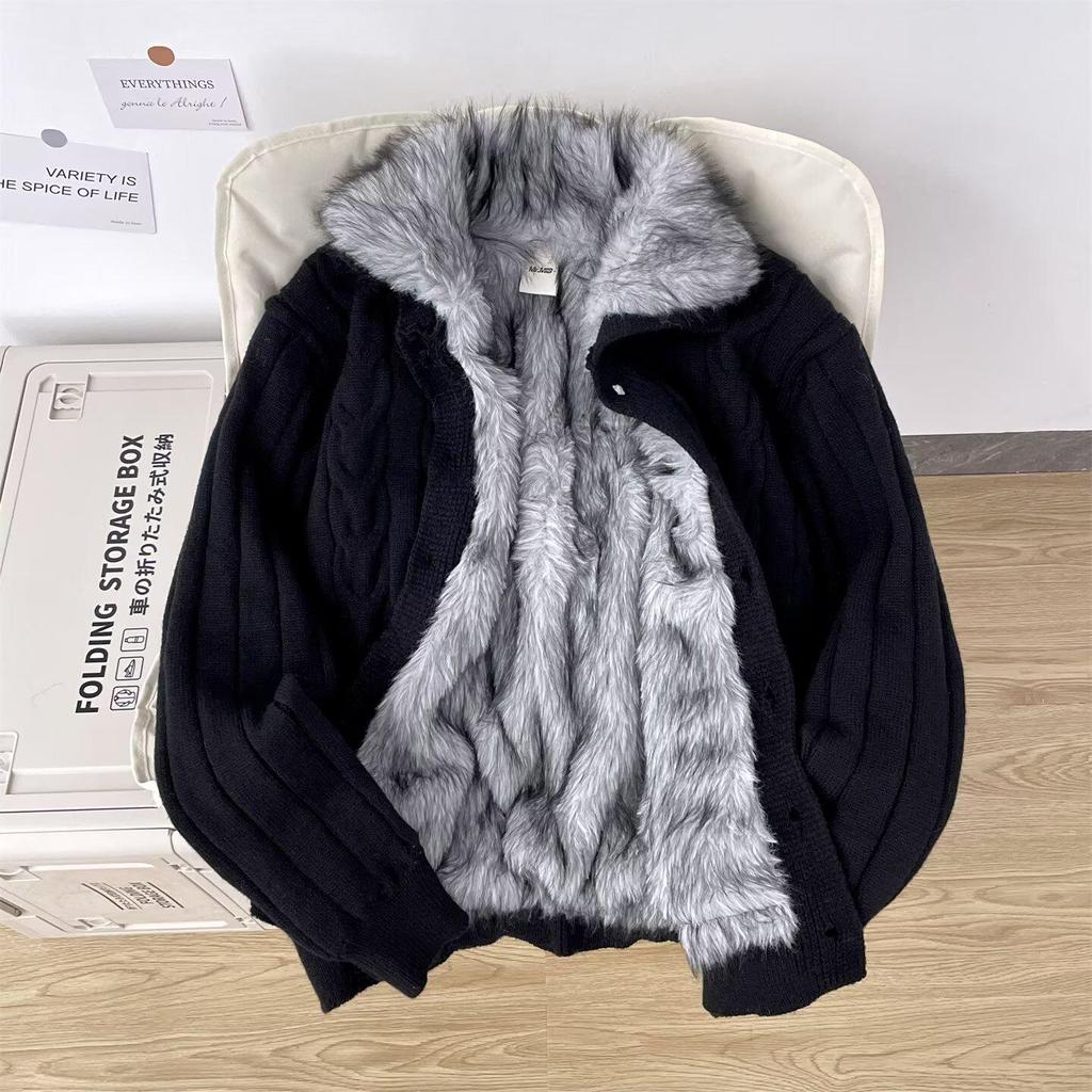 Thorn & Vine Stand Collar Plus Velvet Men's Heavyweight Winter Cardigan