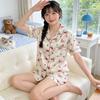 Sweetheart Girl Wind Ice Silk Pajamas Short-Sleeved Set Summer Thin Silk Texture Cardigan Loungewear Can Be Worn Outside