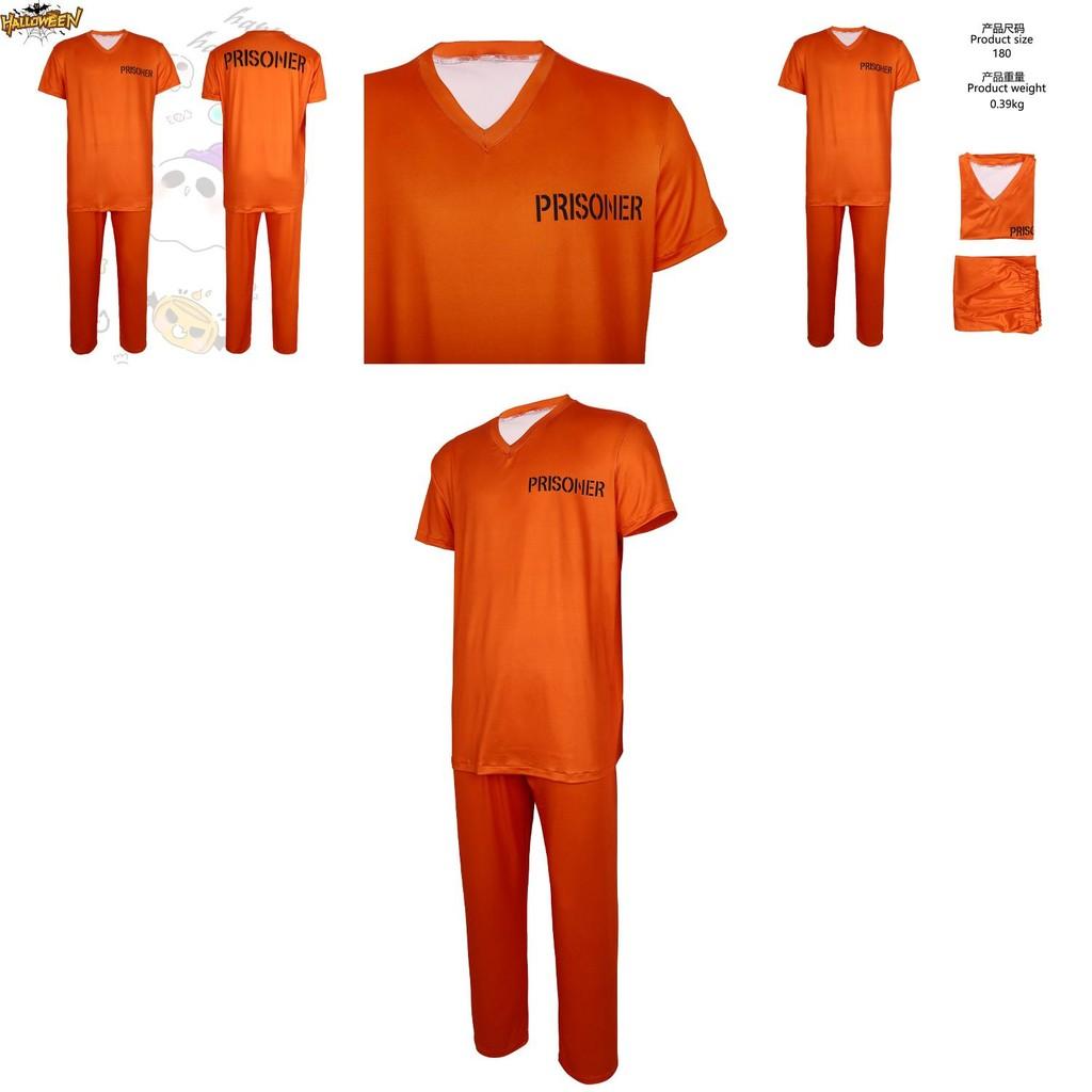 Unisex Orange Prisoner Role Play Costume Set Perfect For Halloween And Performance Events