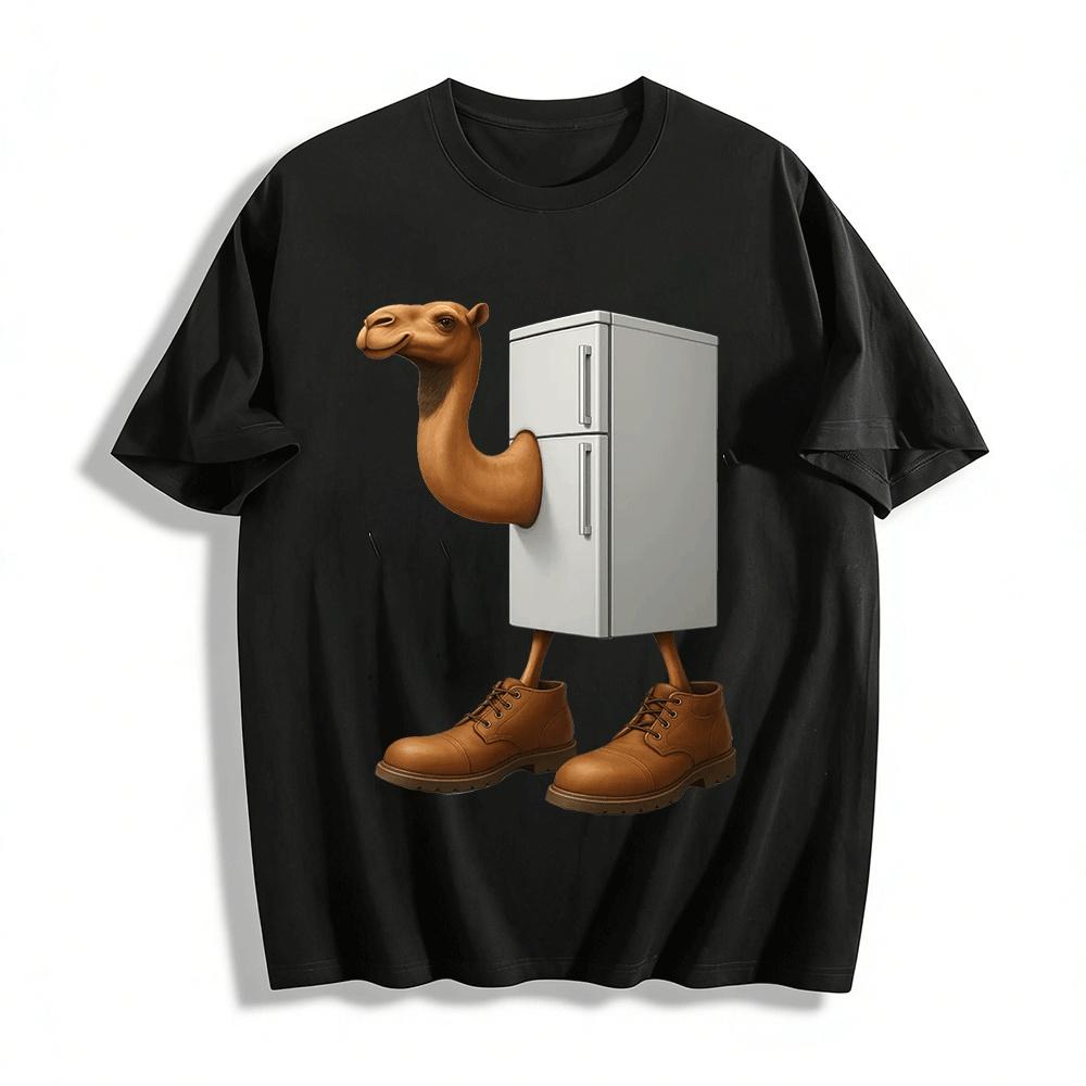 Weird Camel Refrigerator Print Casual Funny Top Pure cotton T-shirt XXS