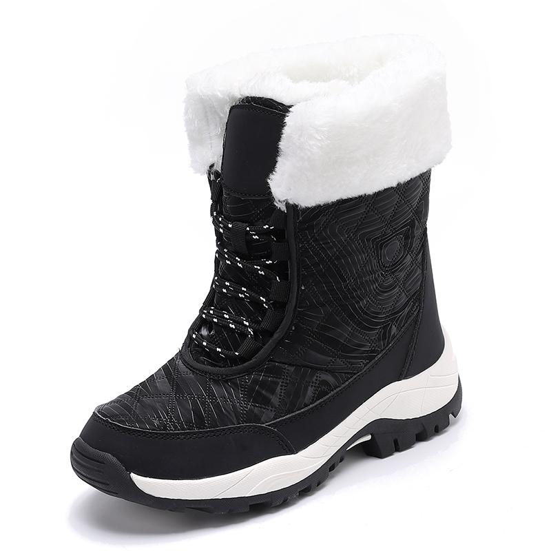 Warm Cotton Shoes Women's High-top Boots Anti-slip Snow Boots Winter Plush Outdoor Walking Shoes Hiking Sneakers