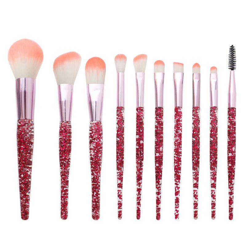 

Профессиональный Кристалл 10 шт. Набор кистей для макияжа с бриллиантами Основа Косметика Румяна красный