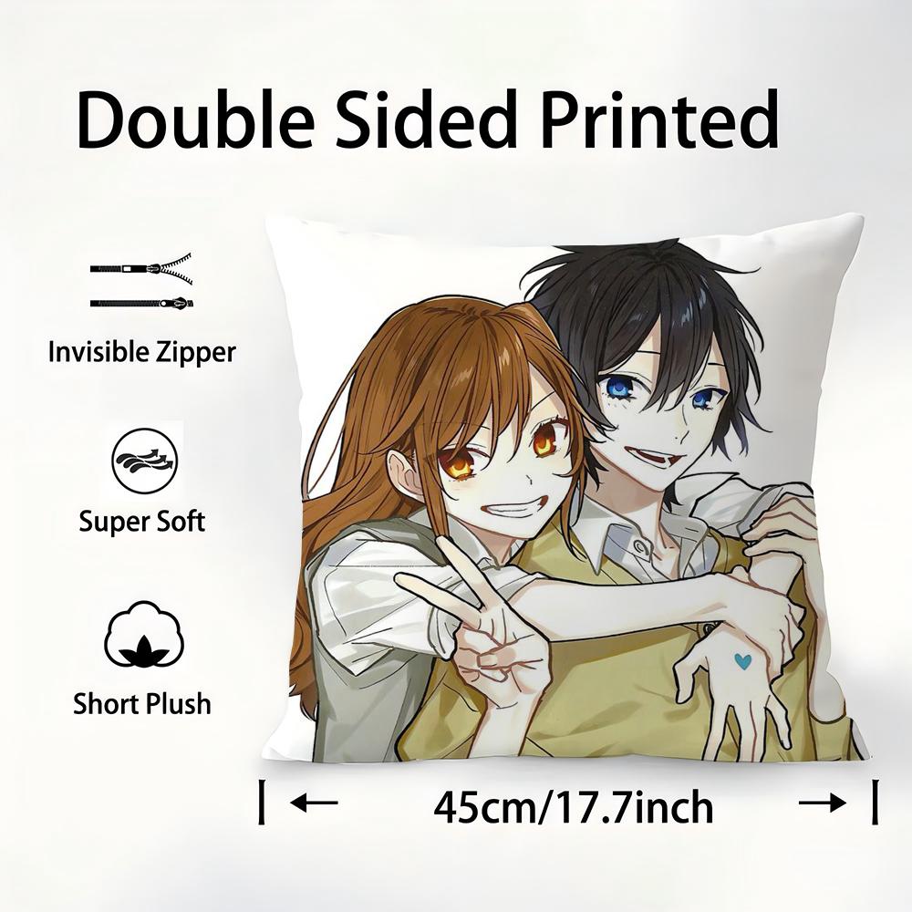 H-Horimiya Anime Pillow Case Plush Fabric Soft Pillowcase Double Sided Print Sofa Cushion Cover Throw Pillow Cover