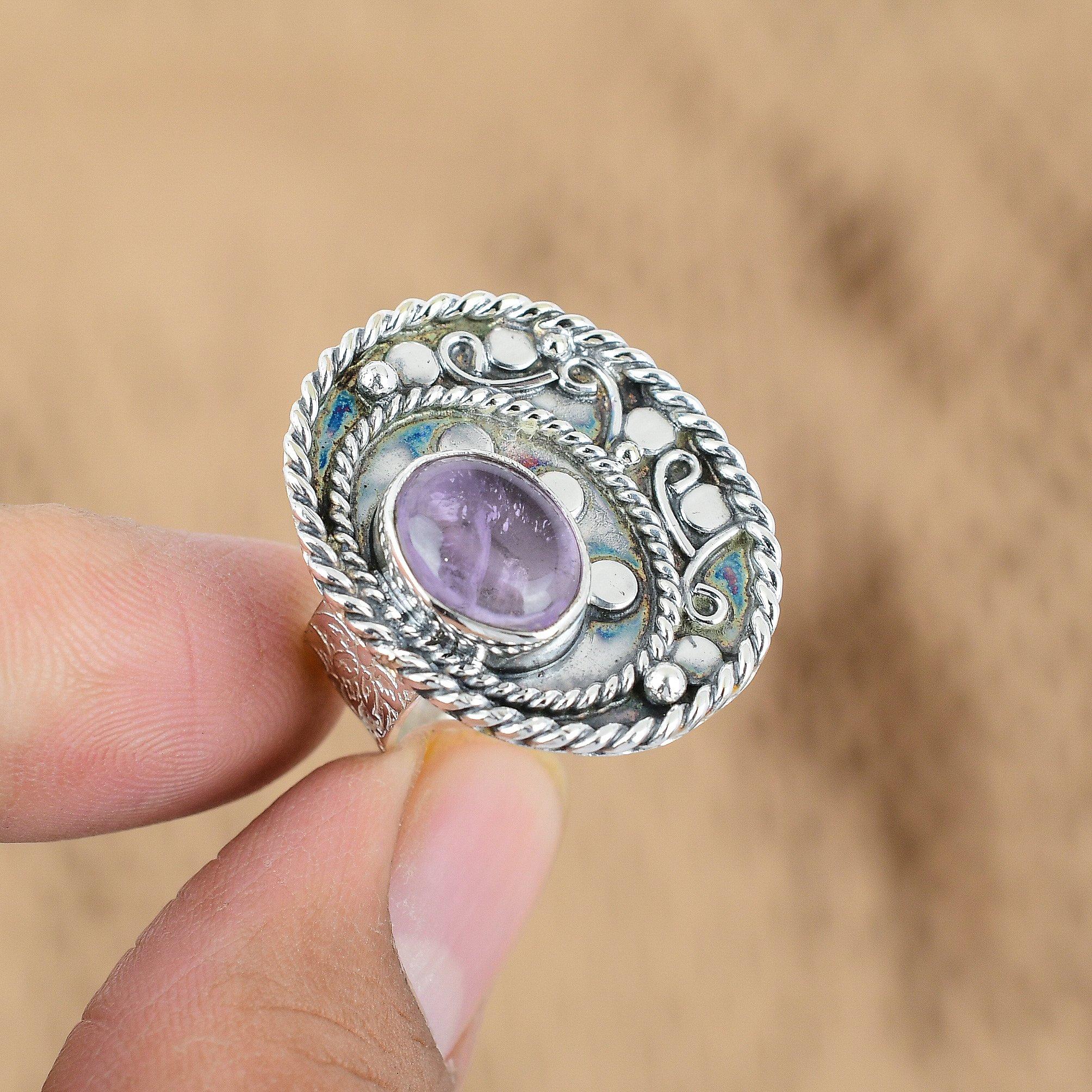 

Natural African Amethyst 925 Silver Multi Stone Adjustable Ring For Girls Yes
