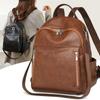 Soft Leather Versatile Backpack Women's Large-capacity New Simple Student Schoolbag Casual Retro Hand Shoulder Bag