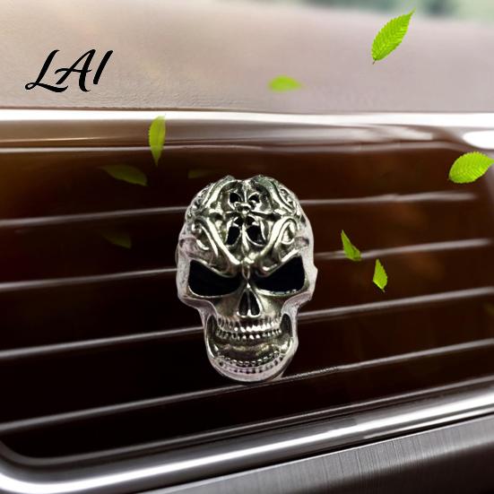 Alloy Skull Auto Air Freshener Holder Car Vent Clip Retro Dashboard Stylish Decoration Trim Funny Head Interior Accessories Personalized Gift