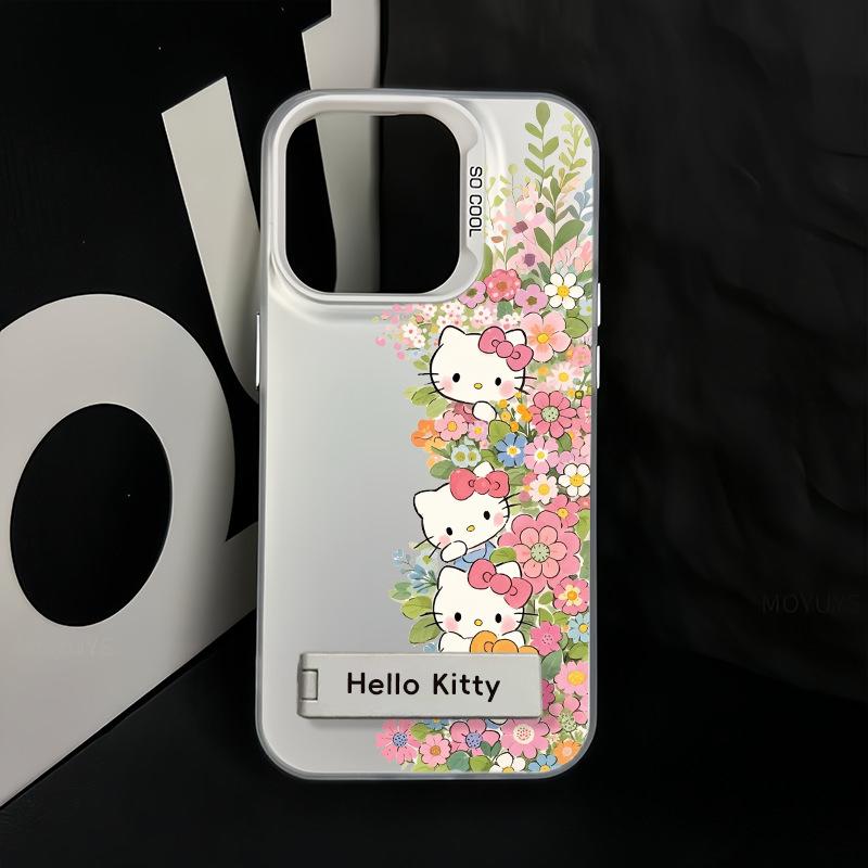 

iPhone 17 Pro Max Spring Flower Cat Stand Case - Drop-proof, Creative for Models 15 Pro, 16 Pro, and 17 Pro Max. iPhone 17 Pro
