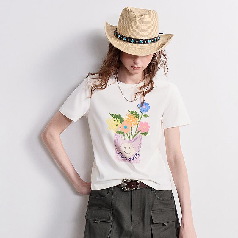 Women's Floral Print Cotton Blend T-Shirt