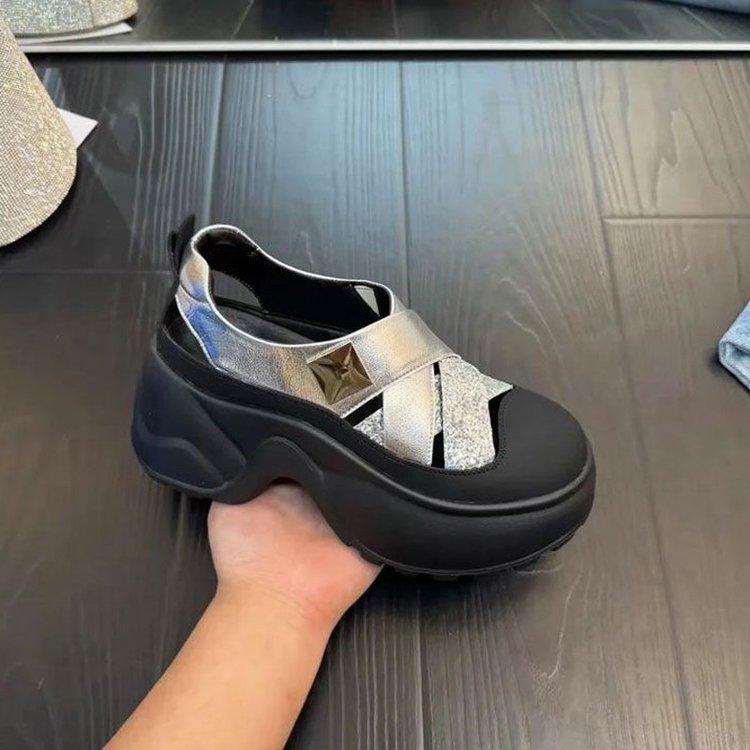 Thick-soled Sandals Women's Summer Hollowed-out and Breathable 2025 New Outer Wear Increased Height 8cm To Show Feet, Small Man with Skirt Wome