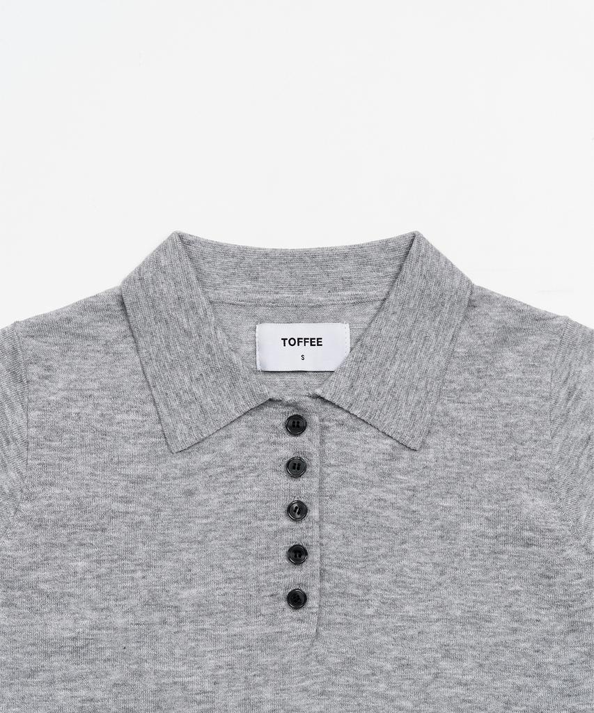 TOFFEE WOMEN W Button Cap Half Knit (Grey)