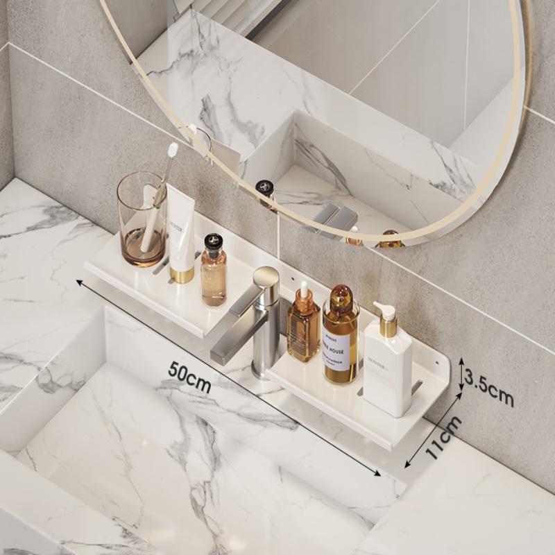 

Faucet Storage Rack U-Shaped Countertop Storage Rack Carbon Steel Hole-Free Wall-Mounted Household Bathroom Storage Rack белый