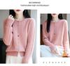 Women's 100% Pure Wool Cardigan with Colorful Buttons, Cable Knit, Loose Fit, Round Neck, Long Sleeve Base Layer Sweater