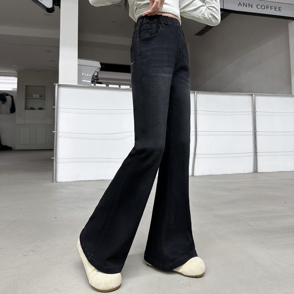 Girls' Black Slim Flared Jeans - Spring/Autumn 2025 Collection