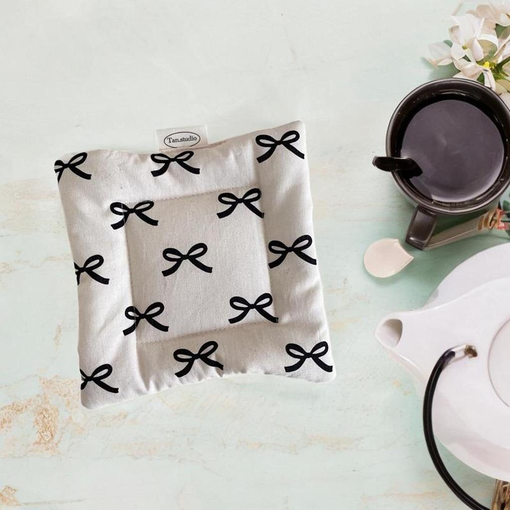 Korean Bow Cotton Coaster Double-sided Thickened Fabric Sweet Drawstring for Key Storage Jewellery Mat Portable Accessories