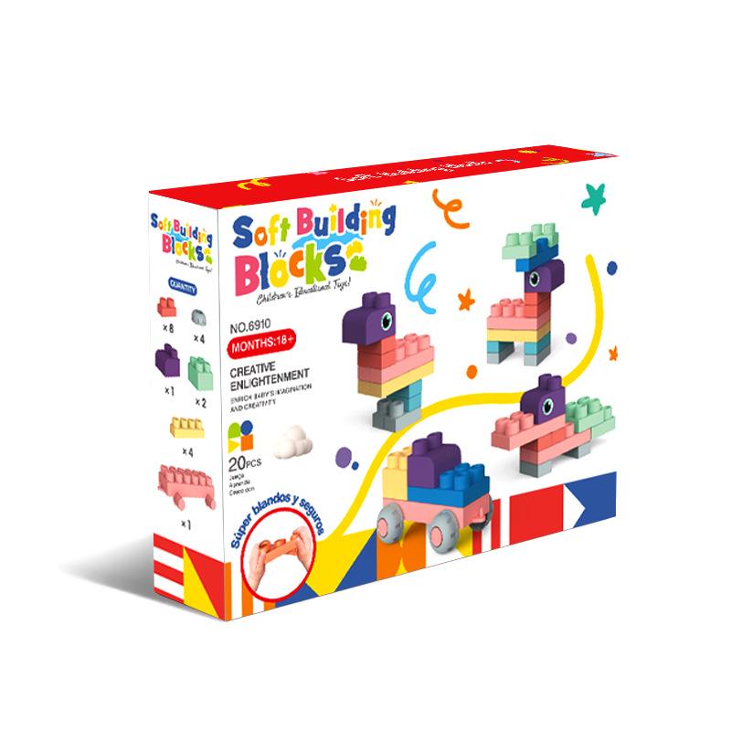 Soft Rubber Building Blocks for Babies: Large Particle, Chewable, and Educational DIY Assembly for Ages 0-1 Year