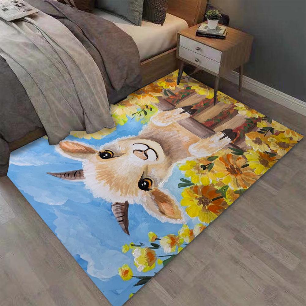 Gogh Starry Sky Cute Yellow Duck Rug Non Slip Floor Mat Waterproof Rectangle Carpet for Bedroom Living Room Bedside Home Decor