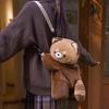 Sac à dos en peluche Panda Roux Mignon Poupée en Peluche Femmes Sac Bandoulière Fourrure Doux Sac d'Épaule Pour Camping Voyage Fête Cadeau d'Anniversaire Féminin