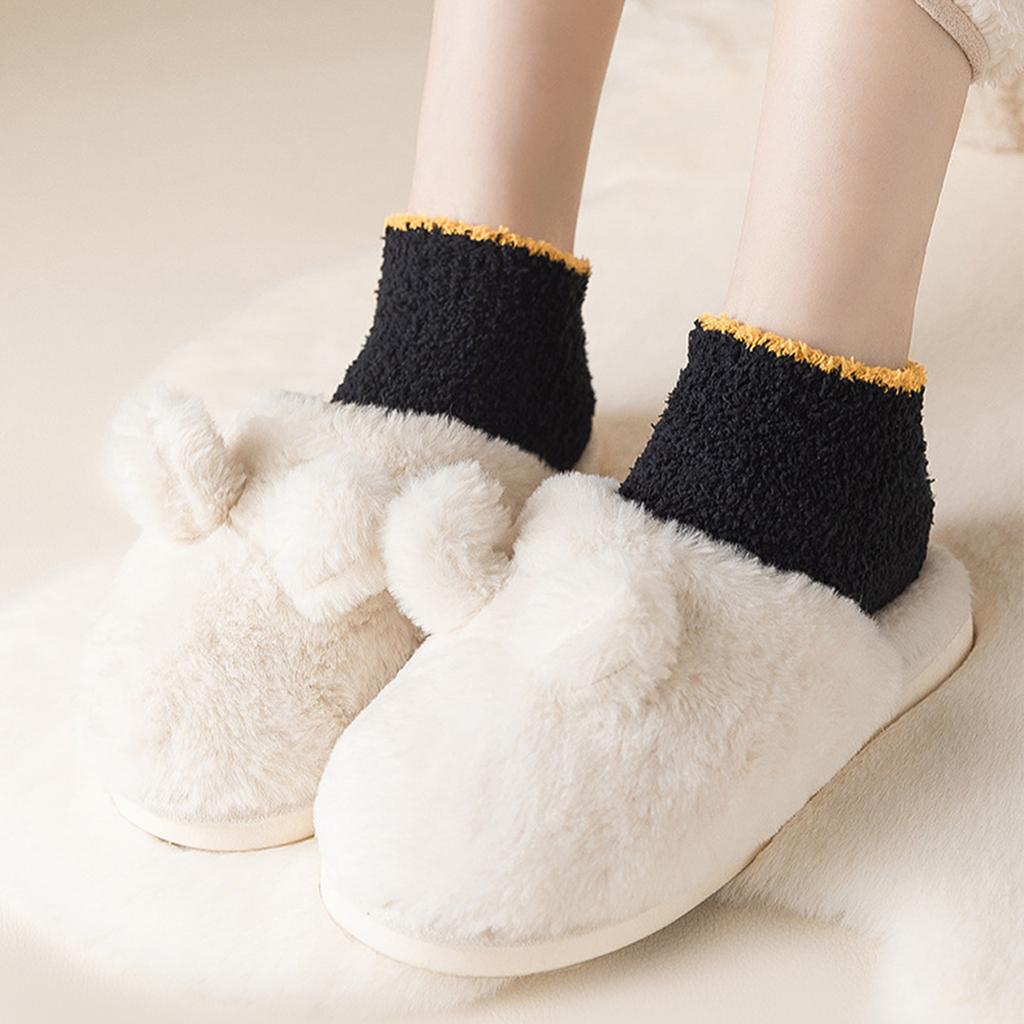 Unisex Non- Lined Floor Socks with Dots for Warm Indoor Home Wear, Lint-Free Socks for Men and Women