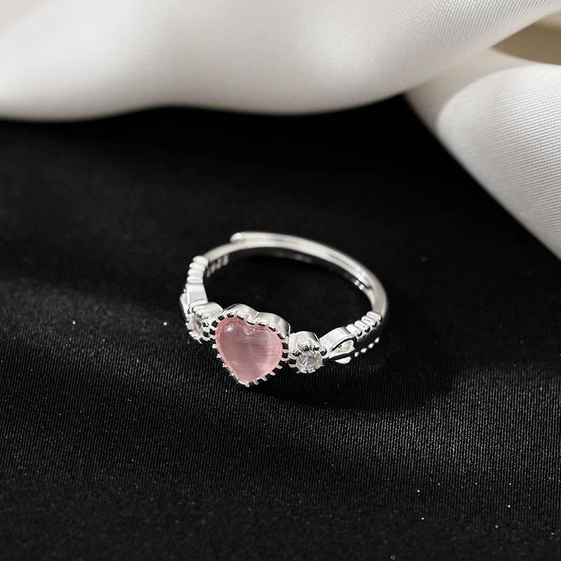 

Zhongying Jewelry Cat s Eye Pink Heart Women s Fashion Ring