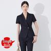 Women's Black Short-Sleeve Professional Suit Set for Summer Reception and Workwear