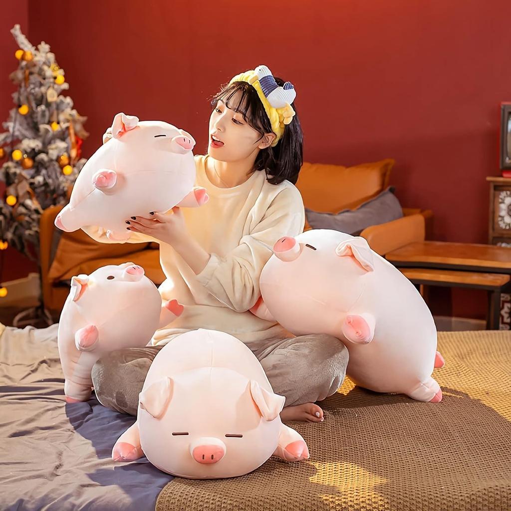 Pig Stuffed Animal Plush Pillow - 15.7'' Kawaii Soft Pig Hugging Pillow, Adorable Cuddle Plush Toy, for Kids, Girlfriend, or Adults
