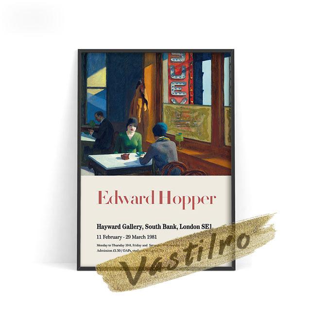 Edward Hopper Exhibition Museum Poster Nighthawk Retro Wall Art Oil Painting "Morning Post" New York News
