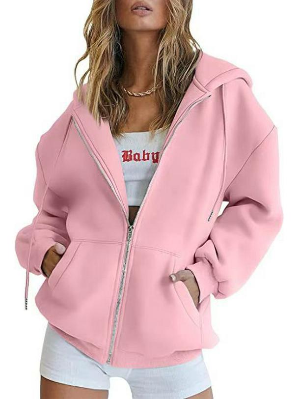 Felpa con zip metallica unisex transfrontaliera - Colore tinta unita, Giacca Autunno/Inverno