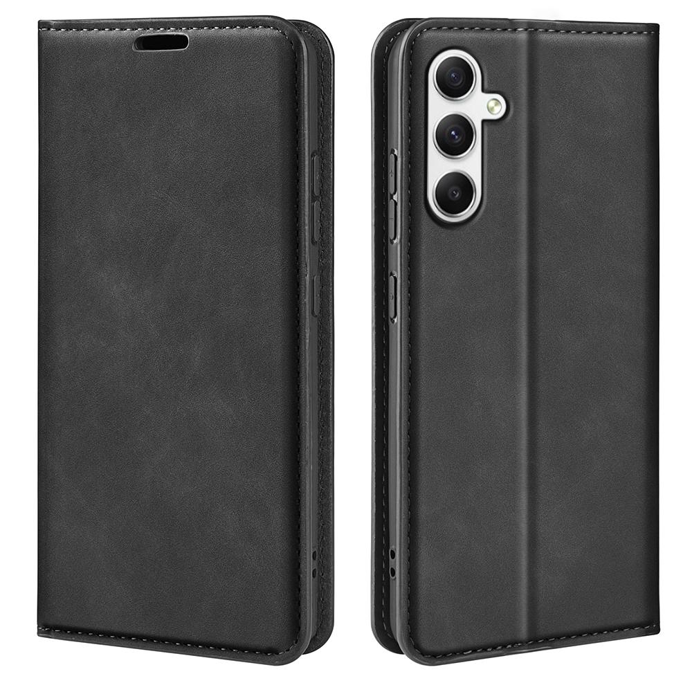 For Samsung Galaxy A35 5G Skin Touch Feeling Case PU Leather Magnetic Auto-absorbed Phone Cover