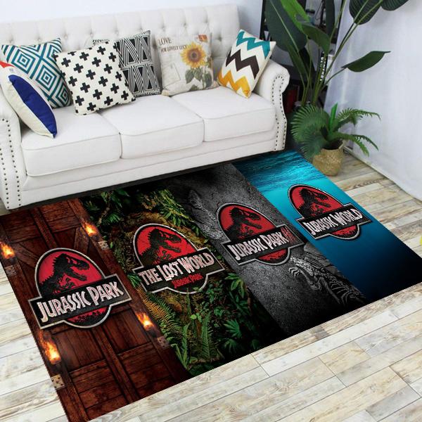 Jurassic Park Dinosaur Cartoon Carpets Rugs Non-slip Area Rug for Living Room Bedroom Foot Pad Decoration,Child Game Floor Mat